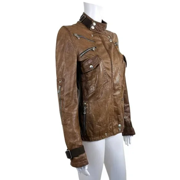 Dolce & Gabbana Brown Multi Zipper Leather Moto Jacket - Picture 3 of 5